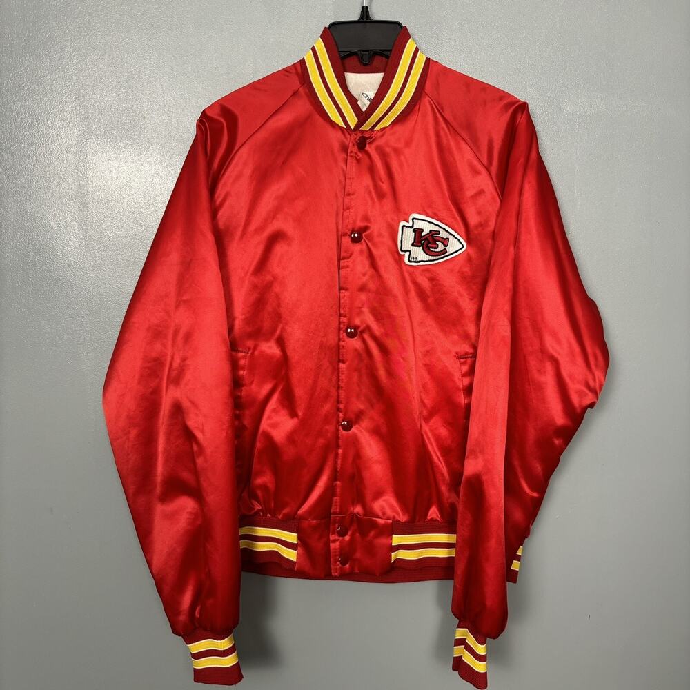 Rare Vintage 1990’s Kansas City Chiefs Chalk Line Bomber Jacket Red Large